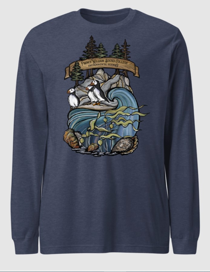 Unisex Long Sleeve Tee | Heather Navy| Environmental Science Logo