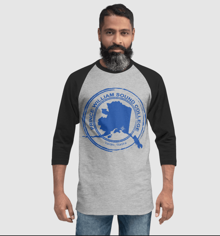 3/4 Sleeve Raglan Shirt | Black & Grey | Blue PWSC Logo